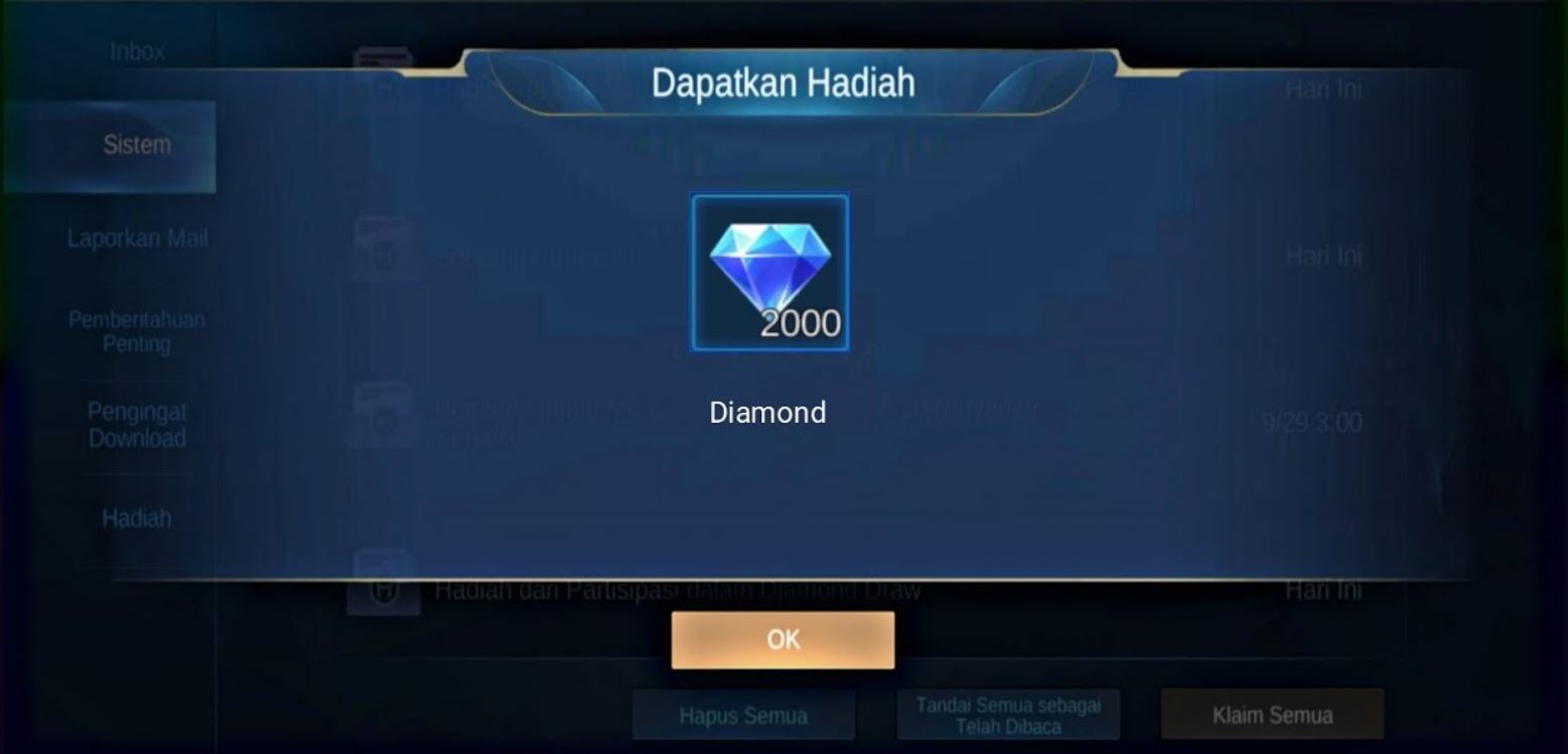 Cara Mendapatkan Diamond Mobile Legends Gratis !00%